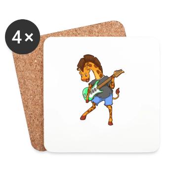 Guitare électrique rock girafe de dessin animé - Dessous de verre (lot de 4) - blanc - Devant