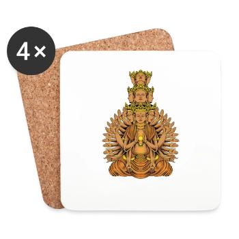 Buddhism God Bodhisattva Avalokiteshvara - Coasters (set of 4) - white - Front