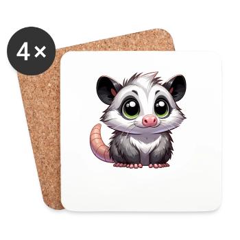 Kawaii Opossum - Coasters (set of 4) - white - Front