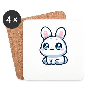 Lapin Kawaii - Dessous de verre (lot de 4) - blanc - Devant