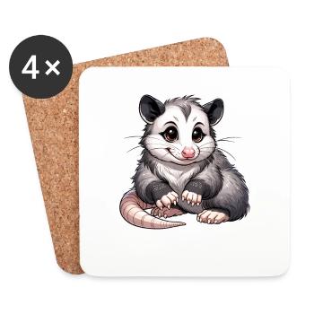 Kawaii Opossum - Coasters (set of 4) - white - Front