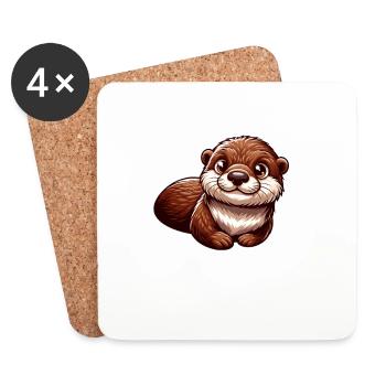 Kawaii Seeotter - Untersetzer (4er-Set) - Weiß - Vorne
