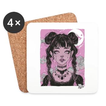 Super mignon grunge émo fille - Dessous de verre (lot de 4) - blanc - Devant