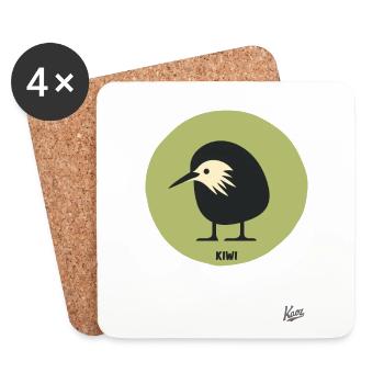 Abstrait bande dessinée kiwi oiseau - Dessous de verre (lot de 4) - blanc - Devant