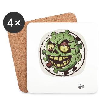 Stupide Drôle Zombie Puzzle Tête - Dessous de verre (lot de 4) - blanc - Devant