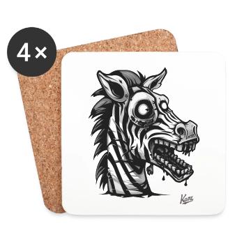 Fatigué malade drôle drôle zombie zèbre - Dessous de verre (lot de 4) - blanc - Devant