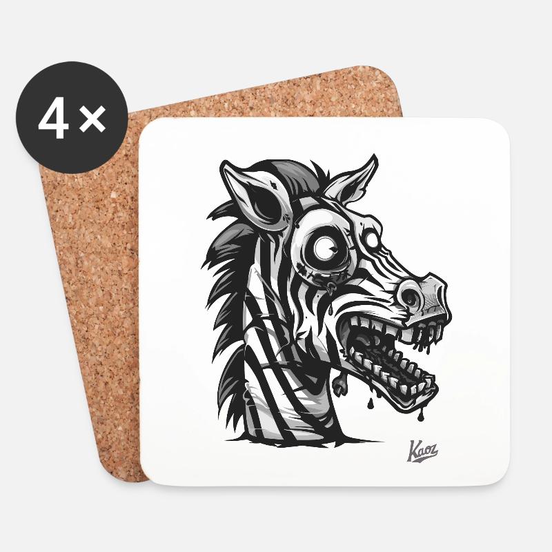 Müdes Krankes komisch lustiges Zombie Zebra - Untersetzer (4er-Set) - Weiß