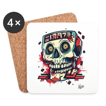 crazy extreme street art cool skull - Coasters (set of 4) - white - Front
