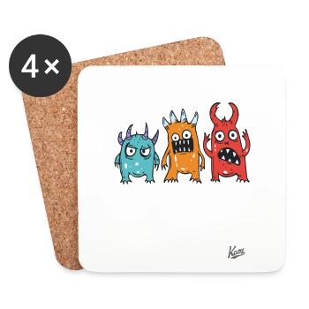 drôle mignon petits monstres fous - Dessous de verre (lot de 4) - blanc - Devant
