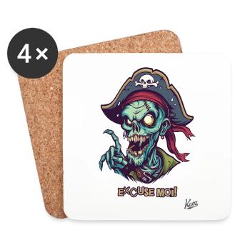 French Pirate Zombie: Excuse Moi - Coasters (set of 4) - white - Front