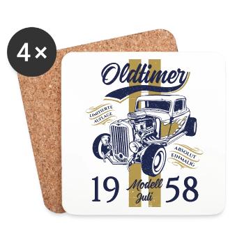 66. Geburtstag Oldtimer Juli 1958 Jahrgang 1958 - Untersetzer (4er-Set) - Weiß - Vorne