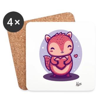 cute squirrel with heart and love - Coasters (set of 4) - white - Front