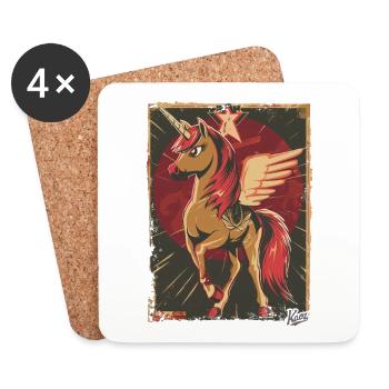 Süßes Einhorn: Flügel, Glitzer und Zauber - Untersetzer (4er-Set) - Weiß - Vorne