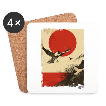 Style de propagande : la nature et les oiseaux - Dessous de verre (lot de 4) - blanc - Devant