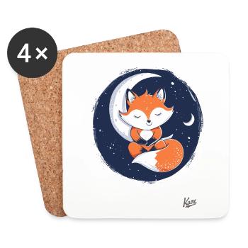 Mignon petit renard dormant sur la lune - Dessous de verre (lot de 4) - blanc - Devant