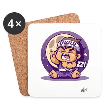 mignon fatigué petit lutteur en bas âge dormant - Dessous de verre (lot de 4) - blanc - Devant