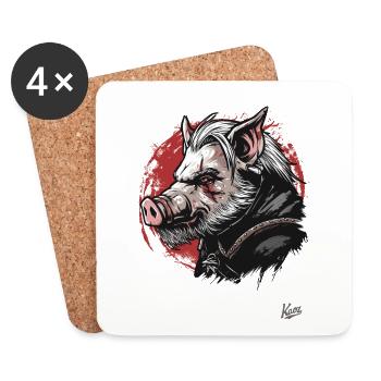 Le type mystique verrat-truie-cochon-sorcier - Dessous de verre (lot de 4) - blanc - Devant