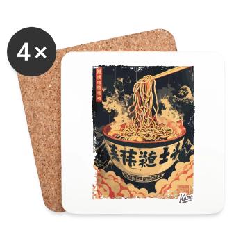 Retro Vintage Poster for Delicious Noodle Ramen - Coasters (set of 4) - white - Front