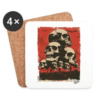 Style de propagande – Une montagne de crânes - Dessous de verre (lot de 4) - blanc - Devant