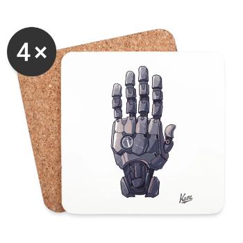 Roboter- oder Cyborg-Hand - Untersetzer (4er-Set) - Weiß - Vorne