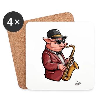 Jazz trumpets at their finest, saxophone pig - Coasters (set of 4) - white - Front