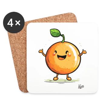 Orange joyeux et drôle - Dessous de verre (lot de 4) - blanc - Devant
