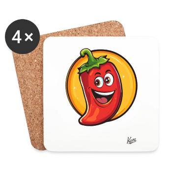 Bonjour! Pepperoni épicé drôle - Dessous de verre (lot de 4) - blanc - Devant
