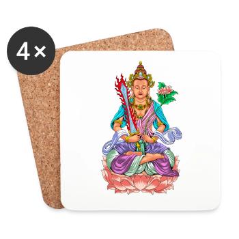 Bouddhisme Dieu Bodhisattva Akasagarbha - Dessous de verre (lot de 4) - blanc - Devant