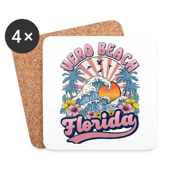 Vero Beach, Floride - Dessous de verre (lot de 4) - blanc - Devant