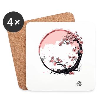 Japanese cherry blossoms - Coasters (set of 4) - white - Front