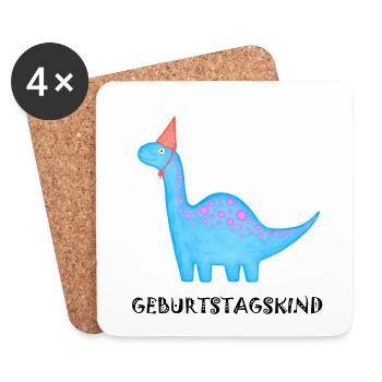 Anniversaire Garçon Brachiosaure Dino Anniversaire - Dessous de verre (lot de 4) - blanc - Devant