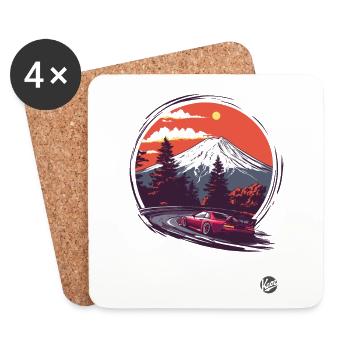 Mount Fuji JDM Rennwagen - Untersetzer (4er-Set) - Weiß - Vorne