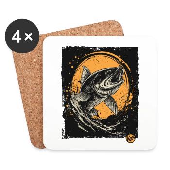 For anglers while fishing, a fish - Coasters (set of 4) - white - Front