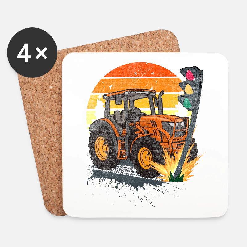 Die Ampel muss weg! Traktor rammt Ampel - Untersetzer (4er-Set) - Weiß