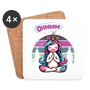 Ohmmm Yoga Licorne I Méditation Relaxation - Dessous de verre (lot de 4) - blanc - Devant
