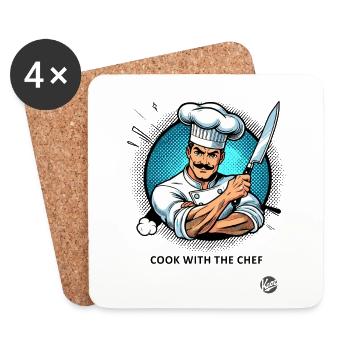 Cooking with the chef-chef - Coasters (set of 4) - white - Front