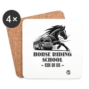 Manège « Ride or Die », un motif équestre - Dessous de verre (lot de 4) - blanc - Devant