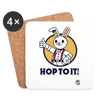 Pouce en l’air lapin - allons-y ! - Dessous de verre (lot de 4) - blanc - Devant