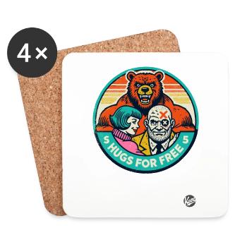 Hugs for free from hard bodybuilder bear - Coasters (set of 4) - white - Front