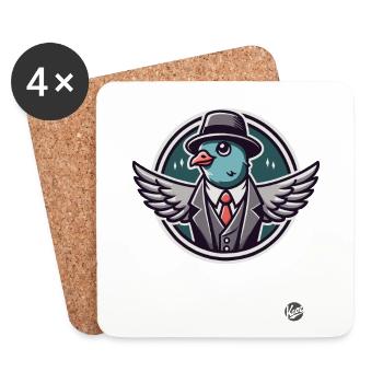 Retro Vintage Gentleman mit Taube - Untersetzer (4er-Set) - Weiß - Vorne