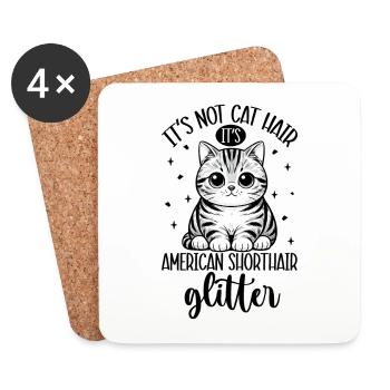 Cat Glitter - American Shorthair - Coasters (set of 4) - white - Front