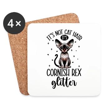 Cats Glitter - Cornish Rex - Coasters (set of 4) - white - Front