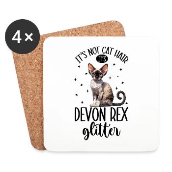Cats Glitter - Devon Rex - Coasters (set of 4) - white - Front