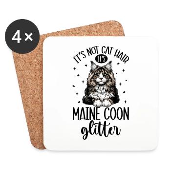 Cat Glitter - Maine Coon - Coasters (set of 4) - white - Front