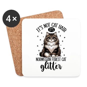 Cats Glitter - Norwegian Forest Cat - Coasters (set of 4) - white - Front