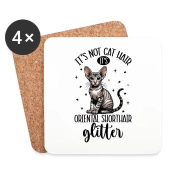 Cat Glitter - Oriental Shorthair - Coasters (set of 4) - white - Front