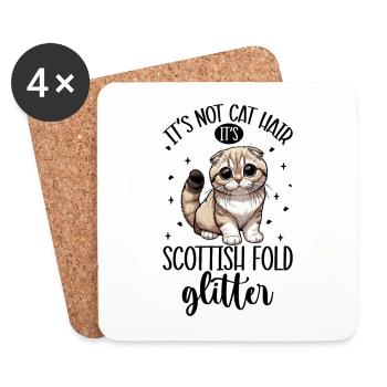 Cats Glitter - Scottish Fold-eared Cat - Coasters (set of 4) - white - Front