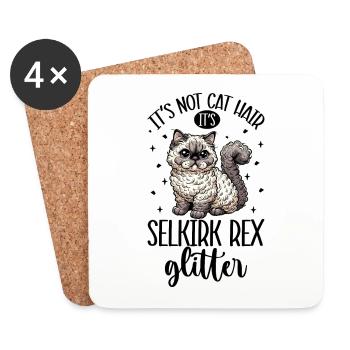 Katzen Glitzer - Selkirk Rex - Untersetzer (4er-Set) - Weiß - Vorne