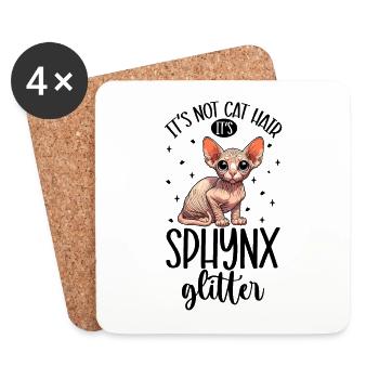 Cat Glitter - Sphynx - Coasters (set of 4) - white - Front