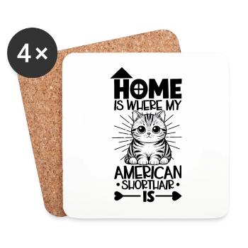 Home - American Shorthair - Coasters (set of 4) - white - Front